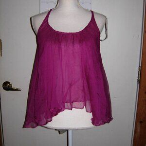 BLAQUE LABEL Magenta 100% Silk Flowy Tank Top S
